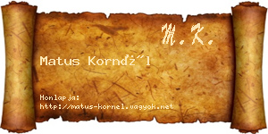 Matus Kornél névjegykártya