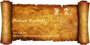 Matus Kornél névjegykártya